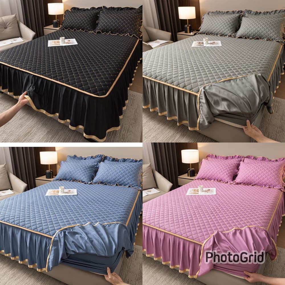Bed skirts sheets with pillow case