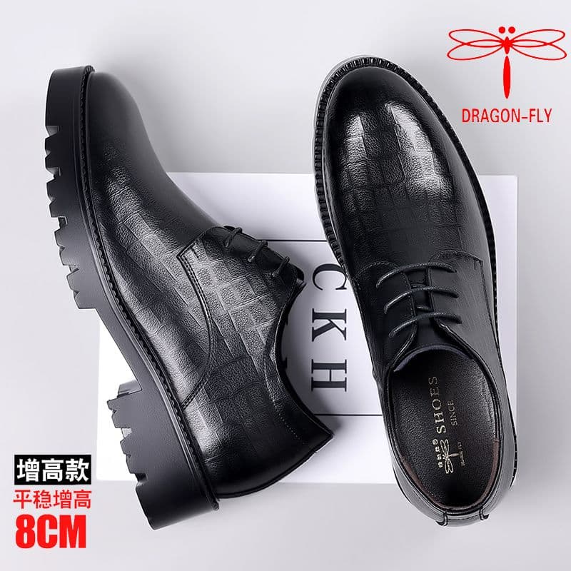Height increasing leather shoes Dragon fly