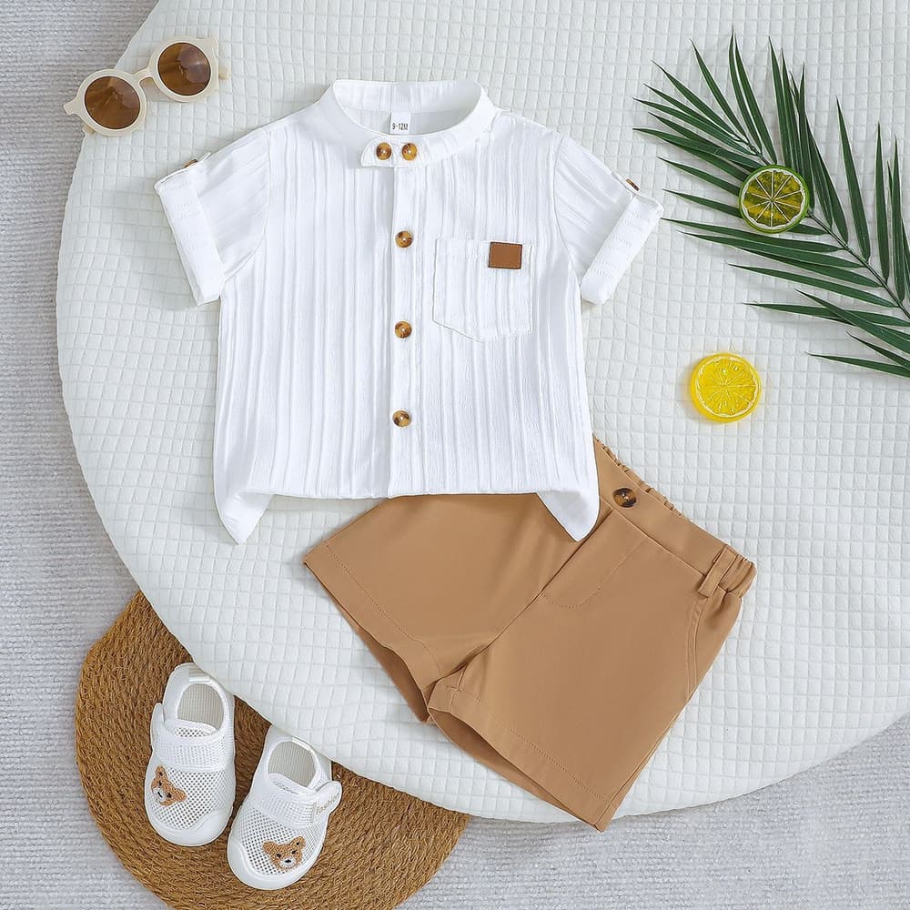 striped short-sleeved 2pcs