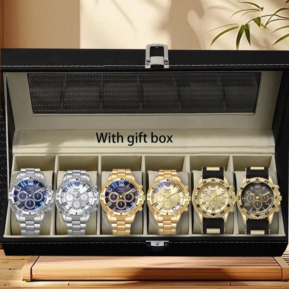 6pcs Set of Men's watch Gifte Box