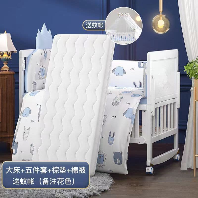 White Baby's Crib+mattress +beddings +net