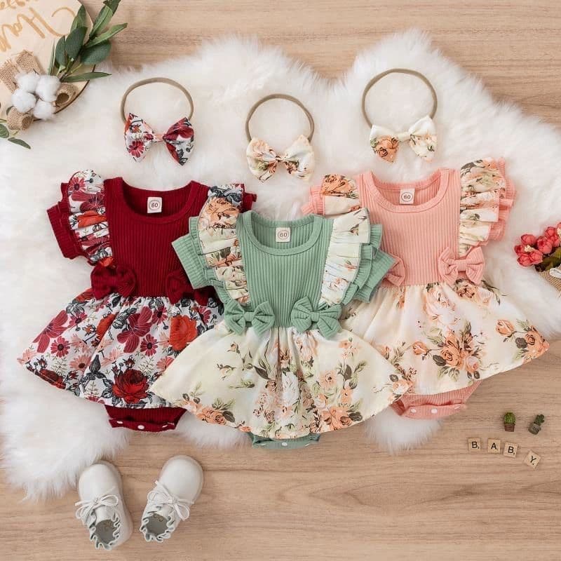 3pcs Baby Girl dress with headband