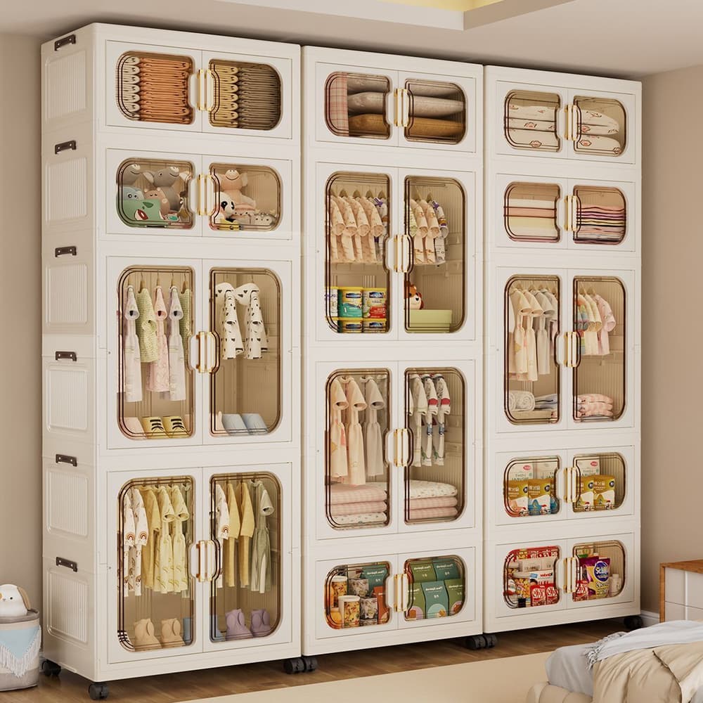 16-Compartment Plastic Wardrobe