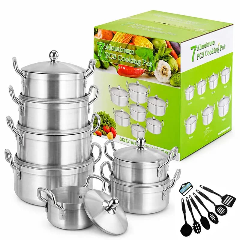 7pcs Cooking Pot + 6 Cutlery